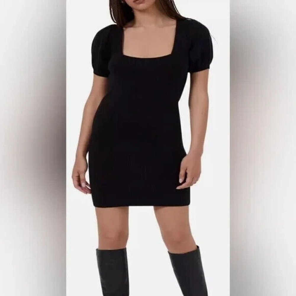 French Connection womens "Babysoft Puff" dress short sleeve black sz Medium